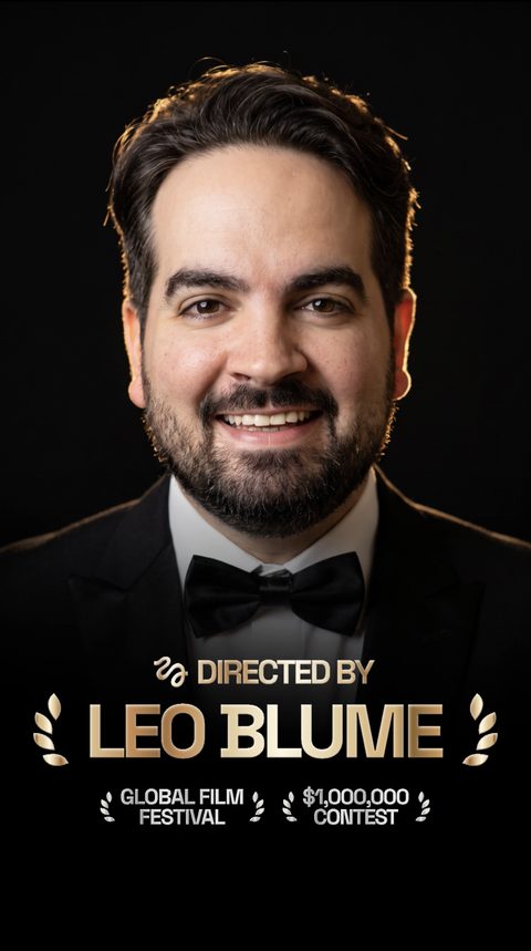 Leo Blume, smiling in a black tuxedo and bow tie: Directed by Leo Blume.